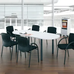 Geramöbel Konferenztisch Ovalform, BxT 2.000 x 1.000 mm, weiss/weissaluminium