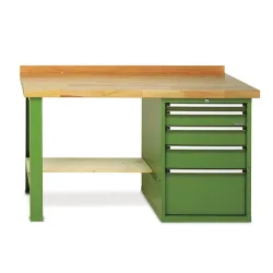 LOKOMA Schwerlastwerkbank Premium, 1 Schubladenblock, Ablageboden, Tragkraft 900 kg, HxBxT 850 mm x 2000 mm x 700 mm, enzianblau