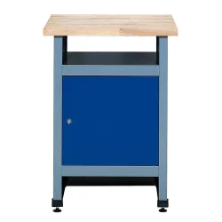 Beistelltisch für Werkbank mit Tür + Ablage, BxT 600 x 600 mm, blau