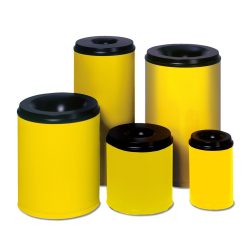 VAR® Sicherheits-Papierkorb, feuersicher, 110 Liter, verkehrsgelb