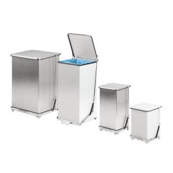 kaiserkraft Industrie-Treteimer, Stahlblech, weiß RAL 9016, Volumen 152 l, HxBxT 780 x 535 x 538 mm