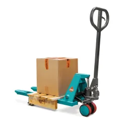 Mini-Hubwagen Ameise® PTM 0.5, Tragfähigkeit 500 kg, Gabellänge 800 mm, Polyurethan-Lenkräder, Nylon-Gabelrollen
