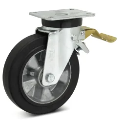 Wicke Lenkrolle Elastik-Vollgummi, inkl. Feststeller im Vorlauf, Ø x Breite 250 x 50 mm, TK 570 kg