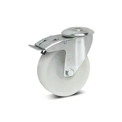 Polyamid-Rad mit Rückenloch, Rad-Ø x Breite 100 x 38 mm, Lenkrolle mit Doppelstopp Wicke