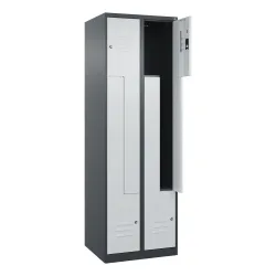 C+P Z-Spind Classic PLUS, 4 Abteile, HxBxT 1.850 x 600 x 500 mm, anthrazitgrau, lichtgrau, Zylinderschloss