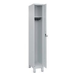C+P Spind Classic PLUS, Füsse, 1 Abteil, HxBxT 1.950 x 300 x 500 mm, lichtgrau, lichtgrau, für Vorhängeschloss, ohne Mitteltrennwand