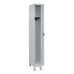 C+P Spind Classic PLUS, Füsse, 1 Abteil, HxBxT 1.950 x 250 x 500 mm, lichtgrau, lichtgrau, für Vorhängeschloss, ohne Mitteltrennwand