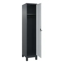 C+P Spind Classic PLUS, Füsse, 1 Abteil, HxBxT 1.950 x 400 x 500 mm, anthrazitgrau, lichtgrau, für Vorhängeschloss, ohne Mitteltrennwand