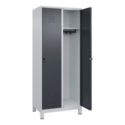 C+P Spind Classic PLUS, Füsse, 2 Abteile, HxBxT 1.950 x 800 x 500 mm, lichtgrau, anthrazitgrau, für Vorhängeschloss, ohne Mitteltrennwand