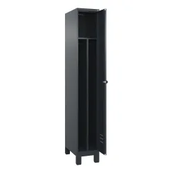 C+P Spind Classic PLUS, Füsse, 1 Abteil, HxBxT 1.950 x 300 x 500 mm, anthrazitgrau, anthrazitgrau, für Vorhängeschloss, mit Mitteltrennwand