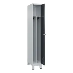 C+P Spind Classic PLUS, Füsse, 1 Abteil, HxBxT 1.950 x 300 x 500 mm, lichtgrau, anthrazitgrau, für Vorhängeschloss, mit Mitteltrennwand