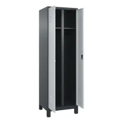C+P Schwarz-Weiss-Spind Classic PLUS, Füsse, 2 Abteile, HxBxT 1.950 x 600 x 500 mm, anthrazitgrau, lichtgrau, Zylinderschloss