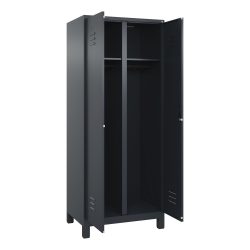 C+P Schwarz-Weiss-Spind Classic PLUS, Füsse, 2 Abteile, HxBxT 1.950 x 800 x 500 mm, anthrazitgrau, anthrazitgrau, Zylinderschloss