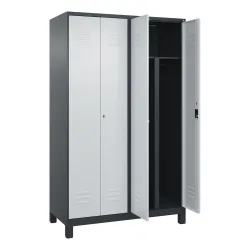 C+P PSA Doppel-Spind Classic PLUS, Füsse, 4 Abteile, HxBxT 1.950 x 1.200 x 500 mm, anthrazitgrau, lichtgrau, Zylinderschloss
