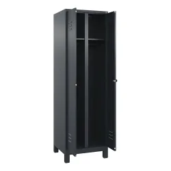 C+P Schwarz-Weiss-Spind Classic PLUS, Füsse, 2 Abteile, HxBxT 1.950 x 600 x 500 mm, anthrazitgrau, anthrazitgrau, für Vorhängeschloss