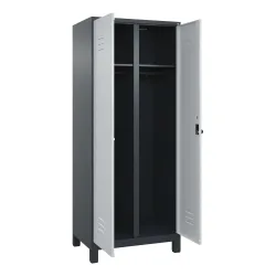C+P Schwarz-Weiss-Spind Classic PLUS, Füsse, 2 Abteile, HxBxT 1.950 x 800 x 500 mm, anthrazitgrau, lichtgrau, für Vorhängeschloss