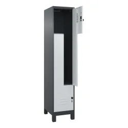 C+P Z-Spind Classic PLUS, Füsse, 2 Abteile, HxBxT 1.950 x 400 x 500 mm, anthrazitgrau, lichtgrau, für Vorhängeschloss