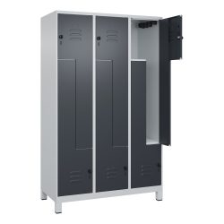 C+P Z-Spind Classic PLUS, Füsse, 6 Abteile, HxBxT 1.950 x 1.200 x 500 mm, lichtgrau, anthrazitgrau, für Vorhängeschloss