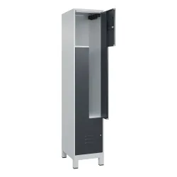 C+P Z-Spind Classic PLUS, Füsse, 2 Abteile, HxBxT 1.950 x 400 x 500 mm, lichtgrau, anthrazitgrau, Zylinderschloss