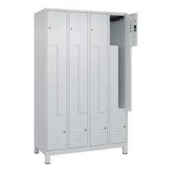 C+P Z-Spind Classic PLUS, Füsse, 8 Abteile, HxBxT 1.950 x 1.200 x 500 mm, lichtgrau, lichtgrau, Zylinderschloss