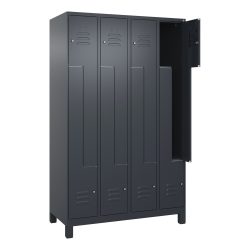 C+P Z-Spind Classic PLUS, Füsse, 8 Abteile, HxBxT 1.950 x 1.200 x 500 mm, anthrazitgrau, anthrazitgrau, Zylinderschloss