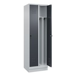 C+P Spind Classic PLUS, Sockel, 2 Abteile, HxBxT 1.950 x 600 x 500 mm, lichtgrau, anthrazitgrau, für Vorhängeschloss, mit Mitteltrennwand