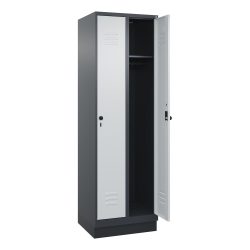 C+P Spind Classic PLUS, Sockel, 2 Abteile, HxBxT 1.950 x 600 x 500 mm, anthrazitgrau, lichtgrau, für Vorhängeschloss, ohne Mitteltrennwand