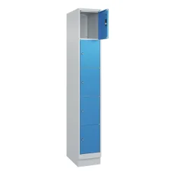 C+P Schliessfachschrank Classic PLUS, Sockel, 1 Abteil, HxBxT 1.950 x 300 x 500 mm, lichtgrau, lichtblau, 5 Fächer, Zylinderschloss