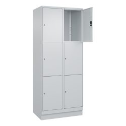C+P Schliessfachschrank Classic PLUS, Sockel, 2 Abteile, HxBxT 1.950 x 800 x 500 mm, lichtgrau, lichtgrau, 6 Fächer, Zylinderschloss