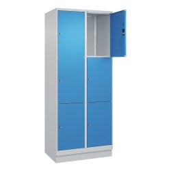 C+P Schliessfachschrank Classic PLUS, Sockel, 2 Abteile, HxBxT 1.950 x 800 x 500 mm, lichtgrau, lichtblau, 6 Fächer, Zylinderschloss
