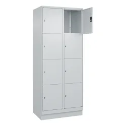 C+P Schliessfachschrank Classic PLUS, Sockel, 2 Abteile, HxBxT 1.950 x 800 x 500 mm, lichtgrau, lichtgrau, 8 Fächer, Zylinderschloss