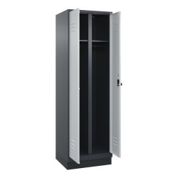 C+P Schwarz-Weiss-Spind Classic PLUS, Sockel, 2 Abteile, HxBxT 1.950 x 600 x 500 mm, anthrazitgrau, lichtgrau, für Vorhängeschloss