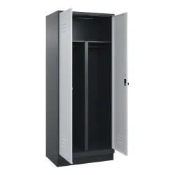 C+P PSA Doppel-Spind Classic PLUS, Sockel, 2 Abteile, HxBxT 1.950 x 800 x 500 mm, anthrazitgrau, lichtgrau, für Vorhängeschloss