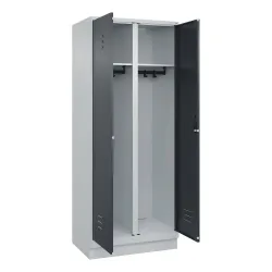 C+P Schwarz-Weiss-Spind Classic PLUS, Sockel, 2 Abteile, HxBxT 1.950 x 800 x 500 mm, lichtgrau, anthrazitgrau, Zylinderschloss