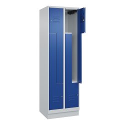 C+P Z-Spind Classic PLUS, Sockel, 4 Abteile, HxBxT 1.950 x 600 x 500 mm, lichtgrau, enzianblau, Zylinderschloss