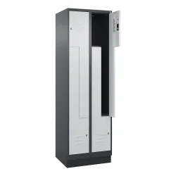 C+P Z-Spind Classic PLUS, Sockel, 4 Abteile, HxBxT 1.950 x 600 x 500 mm, anthrazitgrau, lichtgrau, Zylinderschloss