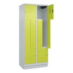 C+P Z-Spind Classic PLUS, Sockel, 4 Abteile, HxBxT 1.950 x 800 x 500 mm, lichtgrau, clowngrün, Zylinderschloss