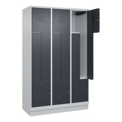 C+P Z-Spind Classic PLUS, Sockel, 6 Abteile, HxBxT 1.950 x 1.200 x 500 mm, lichtgrau, anthrazitgrau, Zylinderschloss