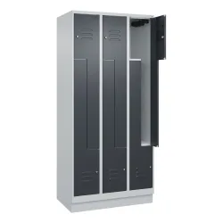 C+P Z-Spind Classic PLUS, Sockel, 6 Abteile, HxBxT 1.950 x 900 x 500 mm, lichtgrau, anthrazitgrau, Zylinderschloss