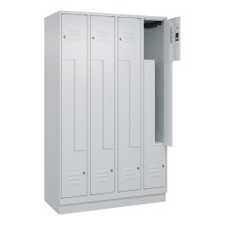 C+P Z-Spind Classic PLUS, Sockel, 8 Abteile, HxBxT 1.950 x 1.200 x 500 mm, lichtgrau, lichtgrau, Zylinderschloss