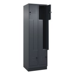 C+P Z-Spind Classic PLUS, Sockel, 4 Abteile, HxBxT 1.950 x 600 x 500 mm, anthrazitgrau, anthrazitgrau, für Vorhängeschloss