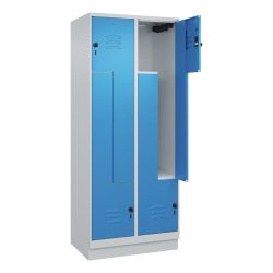 C+P Z-Spind Classic PLUS, Sockel, 4 Abteile, HxBxT 1.950 x 800 x 500 mm, lichtgrau, lichtblau, für Vorhängeschloss