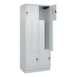 Z-Spind Classic PLUS, 2 Abteile, lichtgrau, B 800 mm, mit Bodensockel, Drehriegel C+P