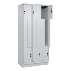C+P Z-Spind Classic PLUS, Sockel, 6 Abteile, HxBxT 1.950 x 900 x 500 mm, lichtgrau, lichtgrau, für Vorhängeschloss