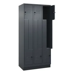 C+P Z-Spind Classic PLUS, Sockel, 6 Abteile, HxBxT 1.950 x 900 x 500 mm, anthrazitgrau, anthrazitgrau, für Vorhängeschloss
