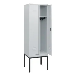 C+P Spind Classic PLUS, Gestell, 2 Abteile, HxBxT 1.950 x 600 x 500 mm, lichtgrau, lichtgrau, Zylinderschloss, ohne Mitteltrennwand