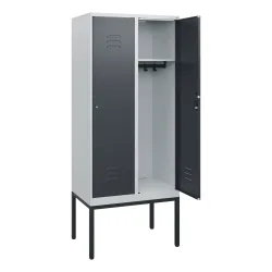 C+P Spind Classic PLUS, Gestell, 2 Abteile, HxBxT 1.950 x 800 x 500 mm, lichtgrau, anthrazitgrau, Zylinderschloss, ohne Mitteltrennwand