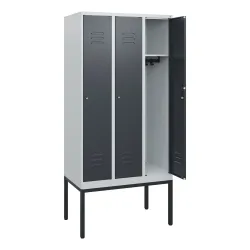 C+P Spind Classic PLUS, Gestell, 3 Abteile, HxBxT 1.950 x 900 x 500 mm, lichtgrau, anthrazitgrau, Zylinderschloss, ohne Mitteltrennwand