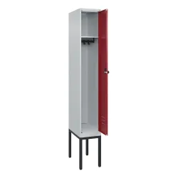 C+P Spind Classic PLUS, Gestell, 1 Abteil, HxBxT 2.120 x 300 x 500 mm, lichtgrau, rubinrot, für Vorhängeschloss, ohne Mitteltrennwand