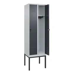 C+P Spind Classic PLUS, Gestell, 2 Abteile, HxBxT 2.120 x 600 x 500 mm, lichtgrau, anthrazitgrau, für Vorhängeschloss, ohne Mitteltrennwand